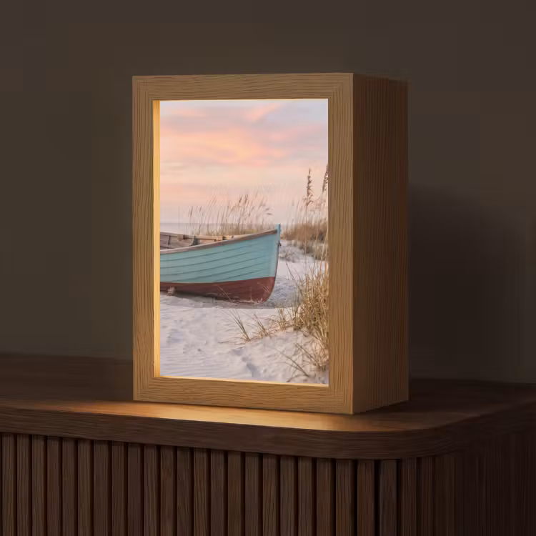 Rustiek - Roeiboot - Zandstrand Light Box met kabel (Tafellamp) klein -z3d_website