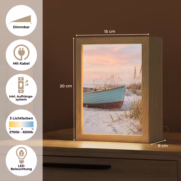 Rustiek - Roeiboot - Zandstrand Light Box met kabel (Tafellamp) klein -USP_DE