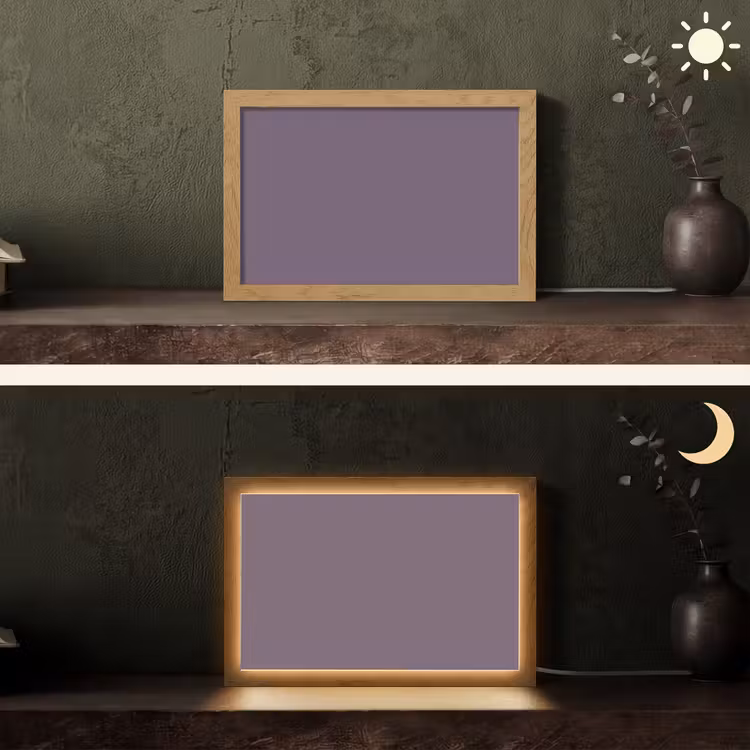 Velvet - Aubergine - Paars Light Box met kabel (Tafellamp) klein 924 -sfeer3