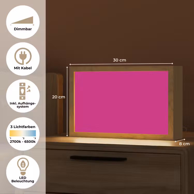 Velvet - Magenta - Roze Light Box met kabel (Tafellamp) klein 924 -USP_DE