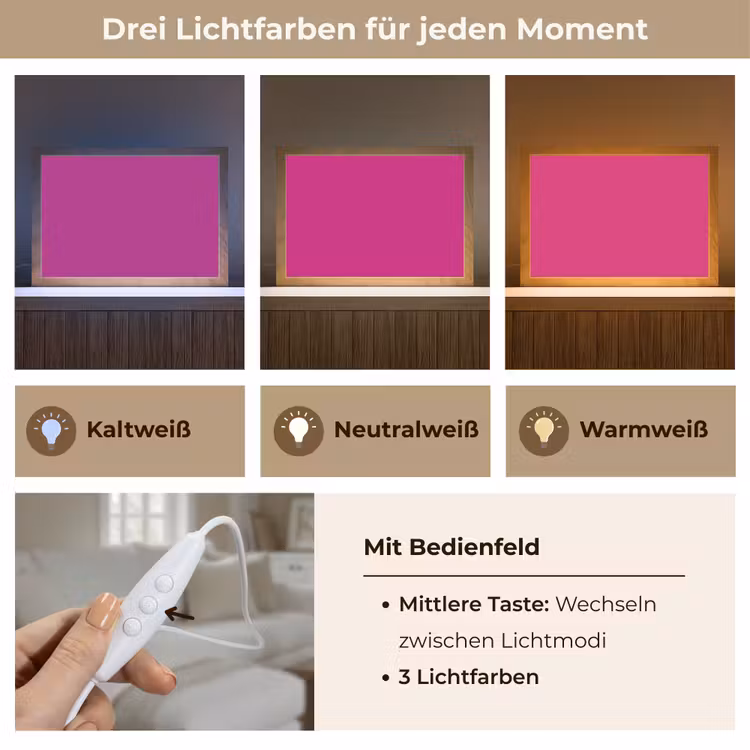Velvet - Magenta - Roze Light Box met kabel (Tafellamp) klein 924 -USP_lichtkleurDE