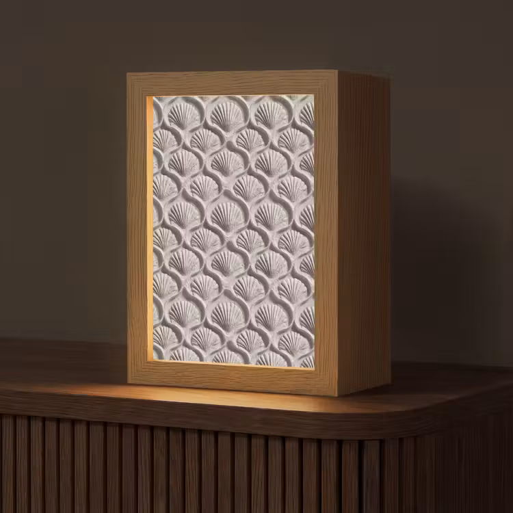 Zand - Schelpenvorm - Grijs Light Box met kabel (Tafellamp) klein 925 -z3d_website