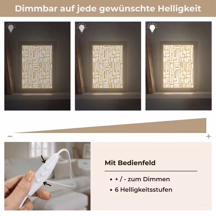 Zandkleur - Wit - Patroon Light Box met kabel (Tafellamp) klein 925 -USP_dimbaarDE