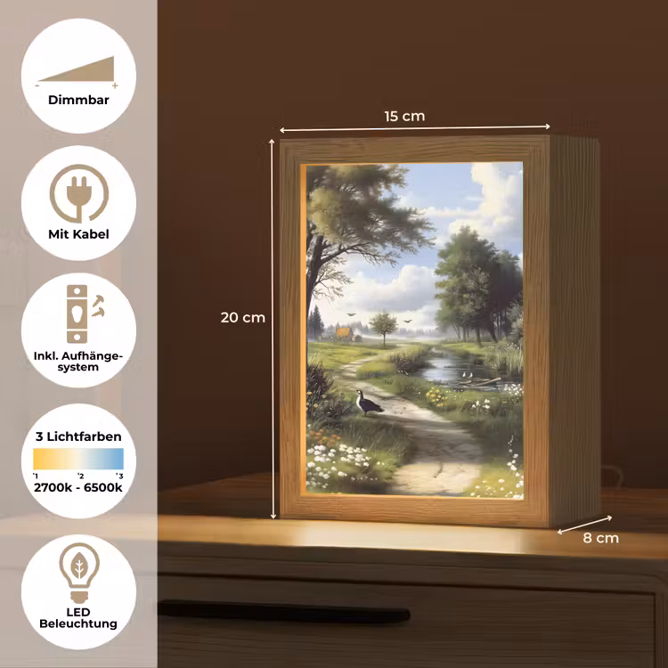 Zandpad - Groen landschap - Water Light Box met kabel (Tafellamp) klein -USP_DE