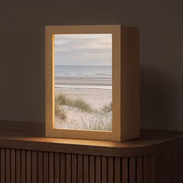 Zandstrand - Bewolkt - Duinen Light Box met kabel (Tafellamp) klein -z3d_website