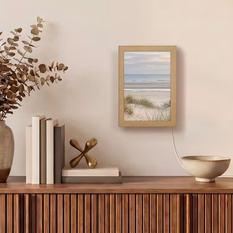 Zandstrand - Bewolkt - Duinen Light Box met kabel (Tafellamp) klein -sfeer2