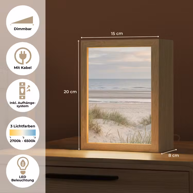 Zandstrand - Bewolkt - Duinen Light Box met kabel (Tafellamp) klein -USP_DE