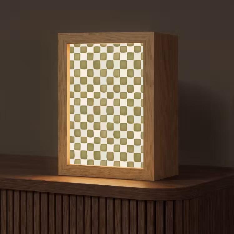 Schaak - Patroon - Groen Light Box met kabel (Tafellamp) klein 925 -z3d_website