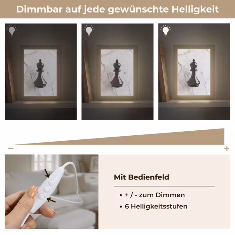 Schaakstuk - Loper - Zwart - Marmer Light Box met kabel (Tafellamp) klein -USP_dimbaarDE