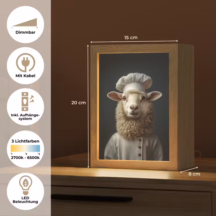 Schaap - Wol - Kok Light Box met kabel (Tafellamp) klein -USP_DE