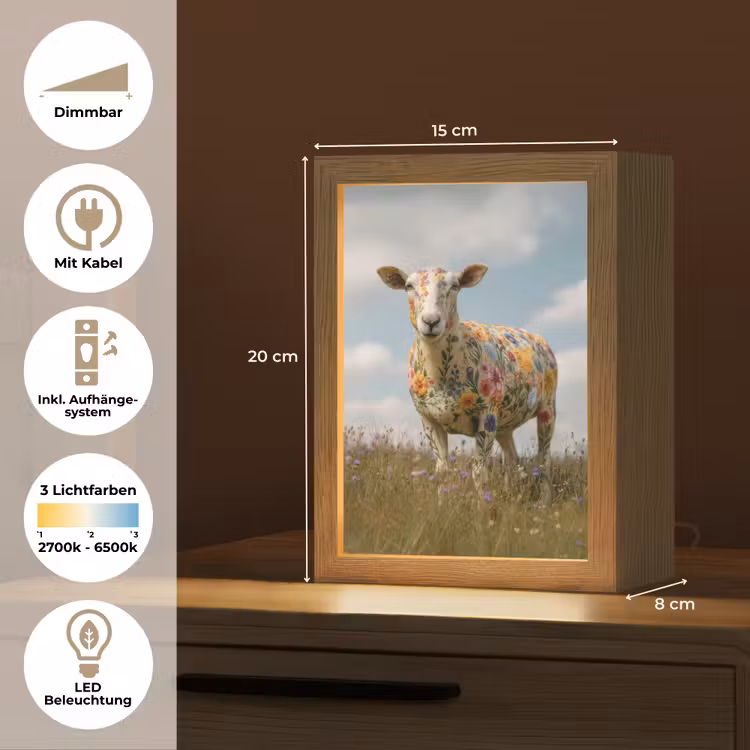 Schaap - Bloemen - Weide Light Box met kabel (Tafellamp) klein -USP_DE