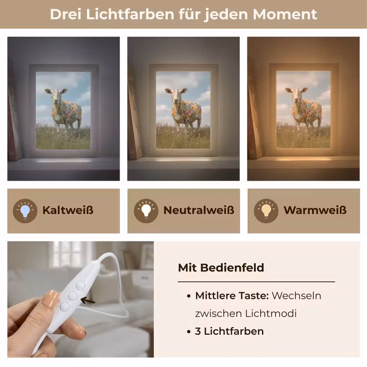 Schaap - Bloemen - Weide Light Box met kabel (Tafellamp) klein -USP_lichtkleurDE