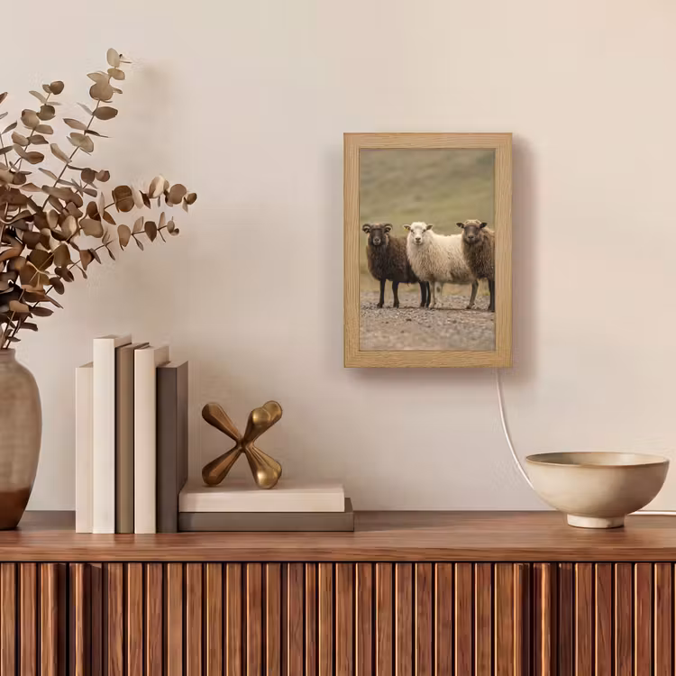 Schapen - Bruin - Wit - Grindpad Light Box met kabel (Tafellamp) klein -sfeer2
