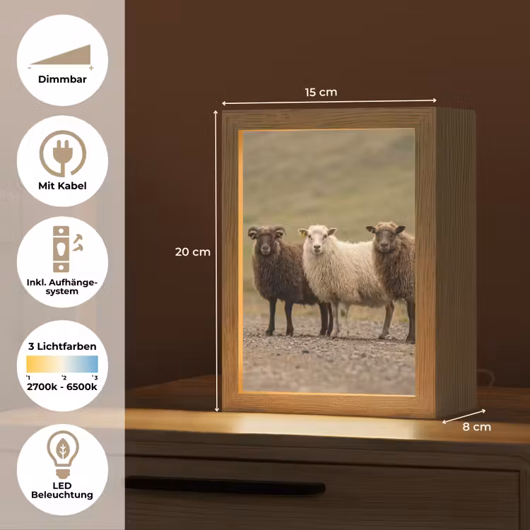 Schapen - Bruin - Wit - Grindpad Light Box met kabel (Tafellamp) klein -USP_DE