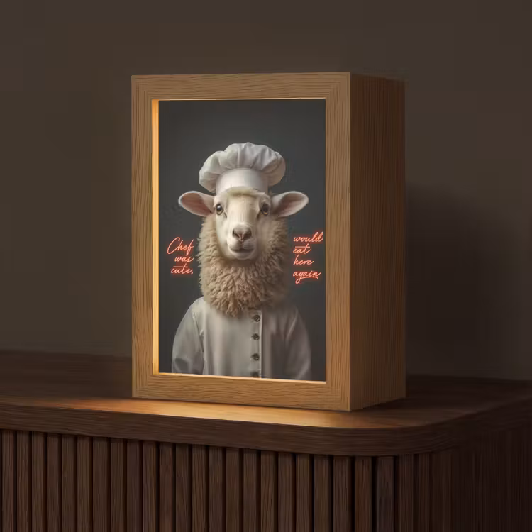Schaap - Kokskleding - Neon - Quote Light Box met kabel (Tafellamp) klein -z3d_website