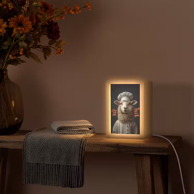 Schaap - Kokskleding - Neon - Quote Light Box met kabel (Tafellamp) klein -sfeer4