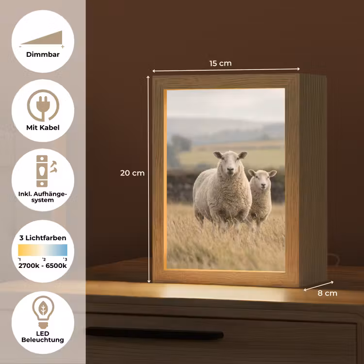 Schapen - Weidenlandschap - Heuvels Light Box met kabel (Tafellamp) klein -USP_DE