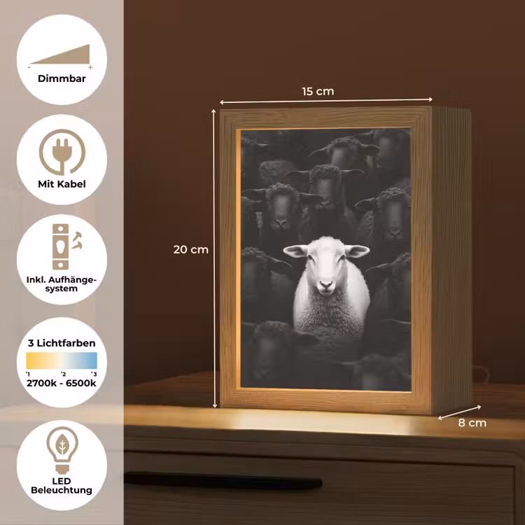 Schapen - Wit - Duisternis Light Box met kabel (Tafellamp) klein -USP_DE