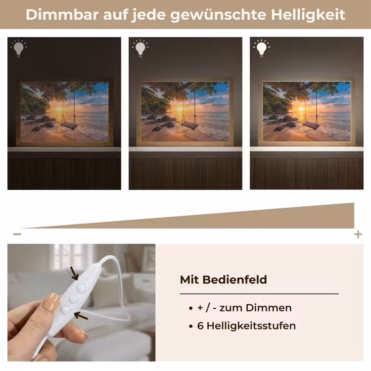Schommel - Strand - Zonsondergang - Natuur - Oranje Light Box met kabel (Tafellamp) klein -USP_dimbaarDE