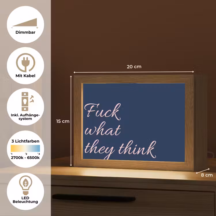 Fuck what they think - Blauw - Cursief Light Box met kabel (Tafellamp) klein -USP_DE