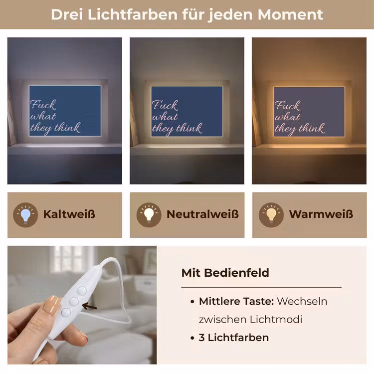 Fuck what they think - Blauw - Cursief Light Box met kabel (Tafellamp) klein -USP_lichtkleurDE
