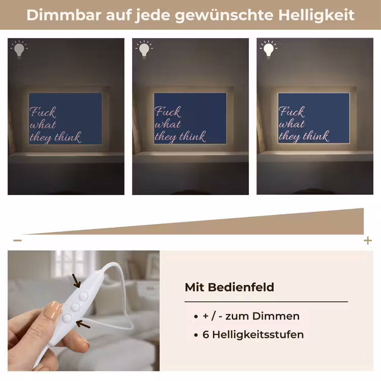 Fuck what they think - Blauw - Cursief Light Box met kabel (Tafellamp) klein -USP_dimbaarDE