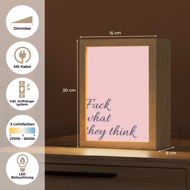 Fuck what they think - Roze - Minimalistisch Light Box met kabel (Tafellamp) klein -USP_DE