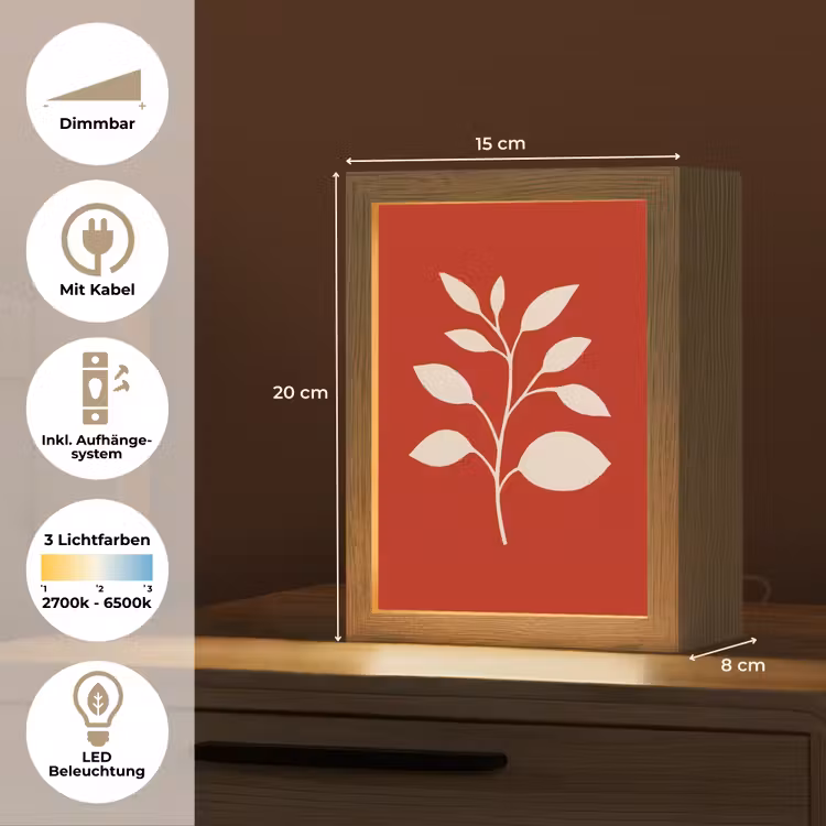 Silhouet - Bladeren - Tak Light Box met kabel (Tafellamp) klein -USP_DE