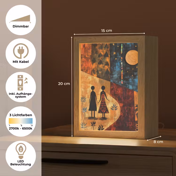 Silhouetten - Abstract - Zon - Maan Light Box met kabel (Tafellamp) klein -USP_DE