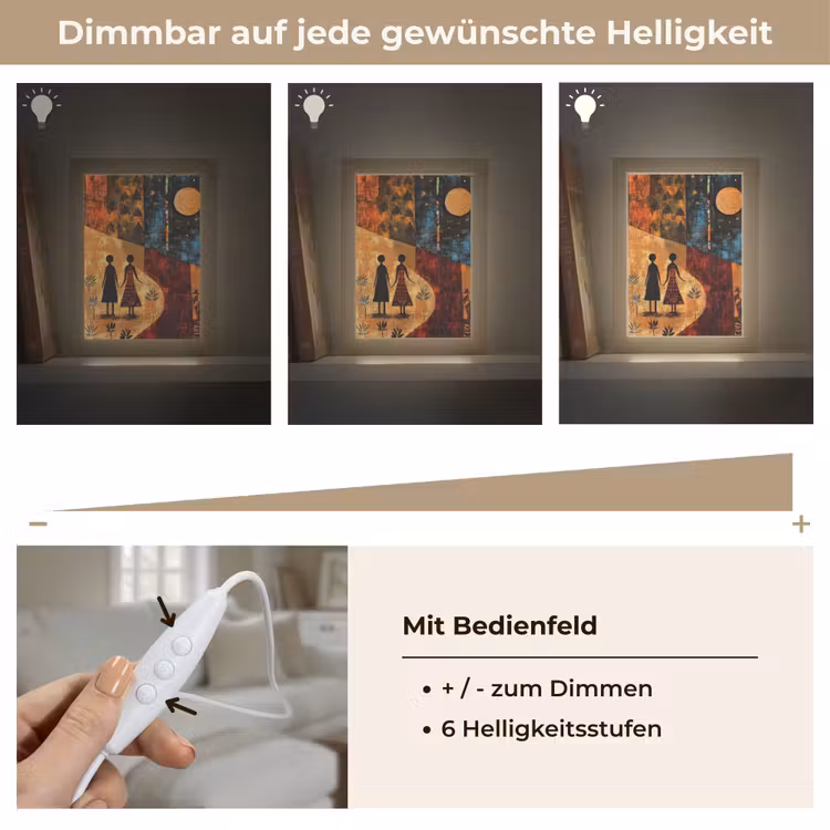 Silhouetten - Abstract - Zon - Maan Light Box met kabel (Tafellamp) klein -USP_dimbaarDE