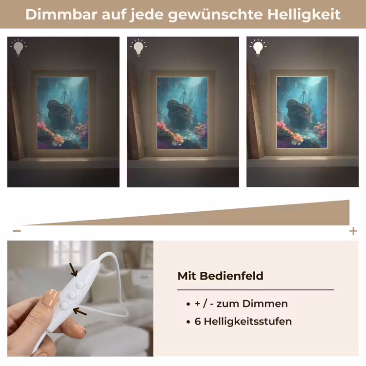 Schip - Hout - Koraalriffen - Zonlicht Light Box met kabel (Tafellamp) klein -USP_dimbaarDE