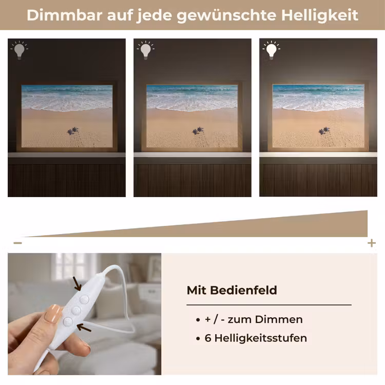 Schildpad - Jong - Strand - Oceaan - Blauw Light Box met kabel (Tafellamp) klein -USP_dimbaarDE