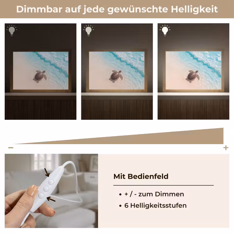 Schildpad - Helder water - Strand - Dieren - Natuur Light Box met kabel (Tafellamp) klein -USP_dimbaarDE