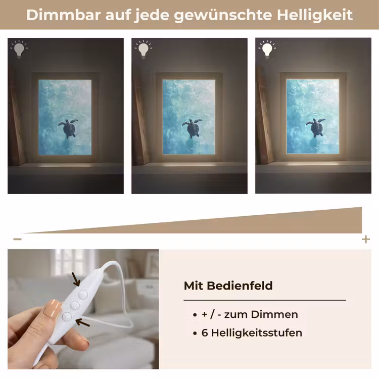 Schildpad - Zee - Blauw - Schittering Light Box met kabel (Tafellamp) klein -USP_dimbaarDE
