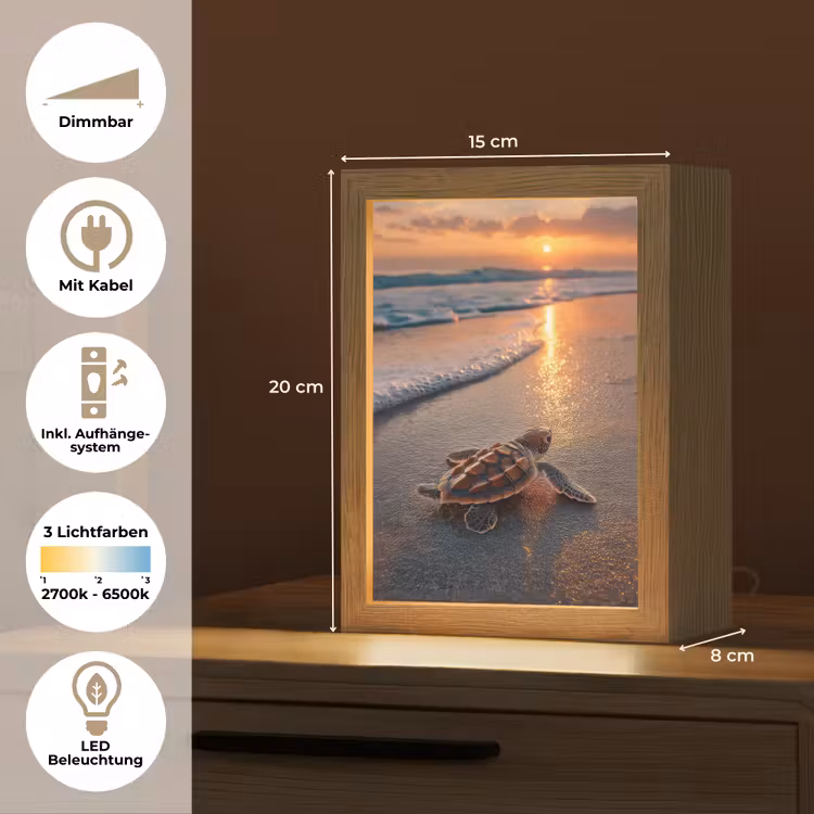 Schildpad - strand - Zonsondergang Light Box met kabel (Tafellamp) klein -USP_DE