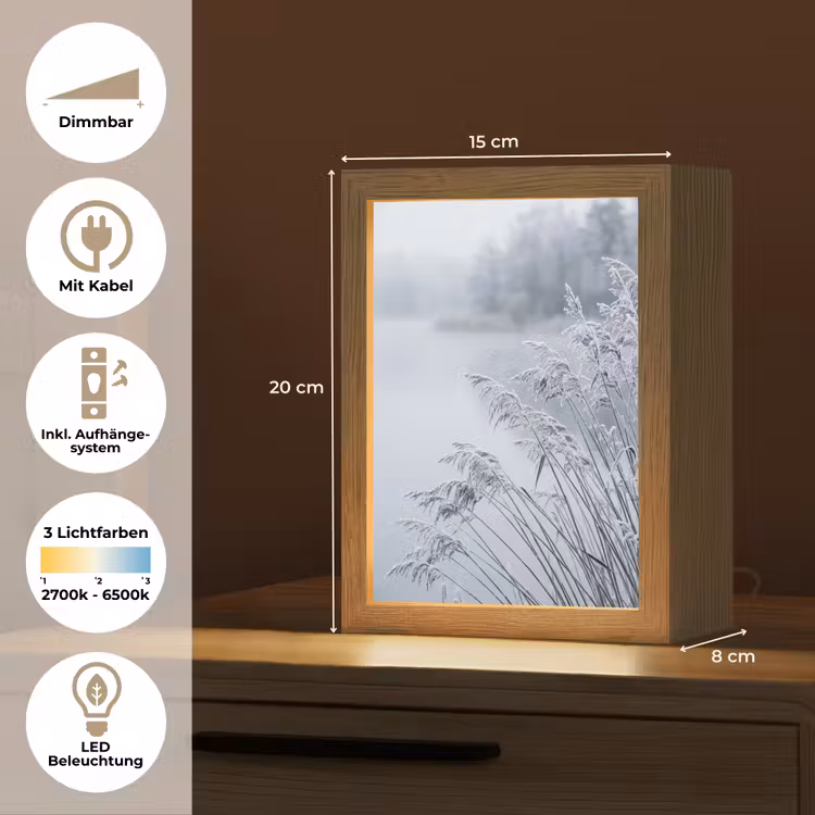 Riet - Bevroren - Winter - Natuur Light Box met kabel (Tafellamp) klein -USP_DE