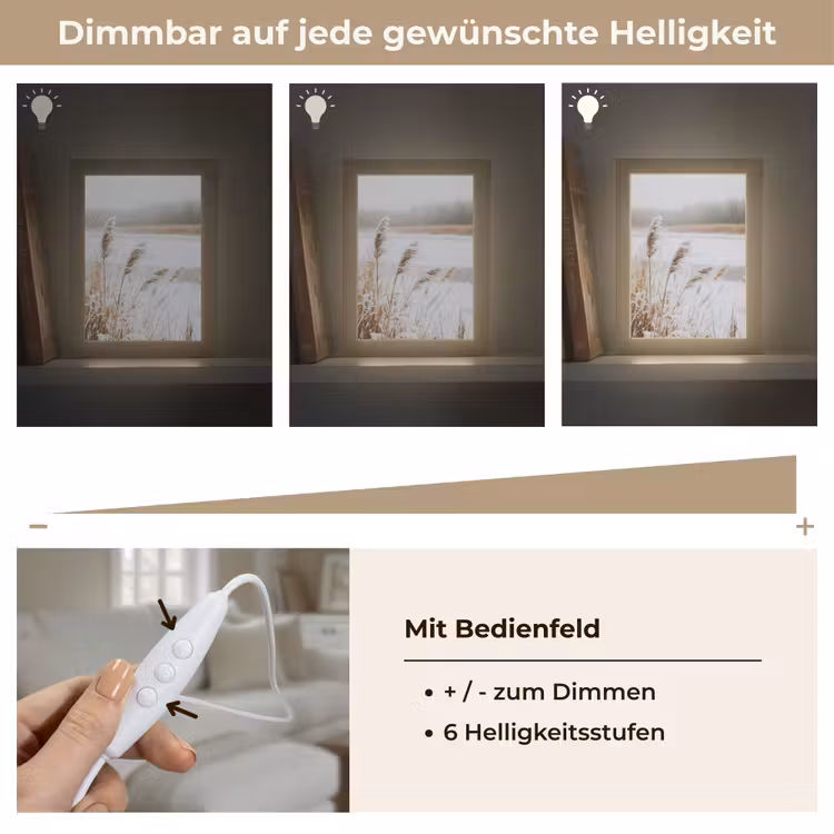 Riet - Meer - Winter - Natuur - Sneeuw - Beige Light Box met kabel (Tafellamp) klein -USP_dimbaarDE
