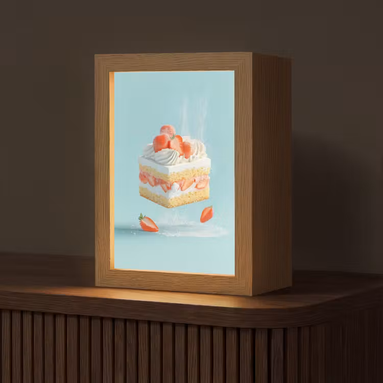 Slagroom - Taart - Blauw - Eten Light Box met kabel (Tafellamp) klein -z3d_website