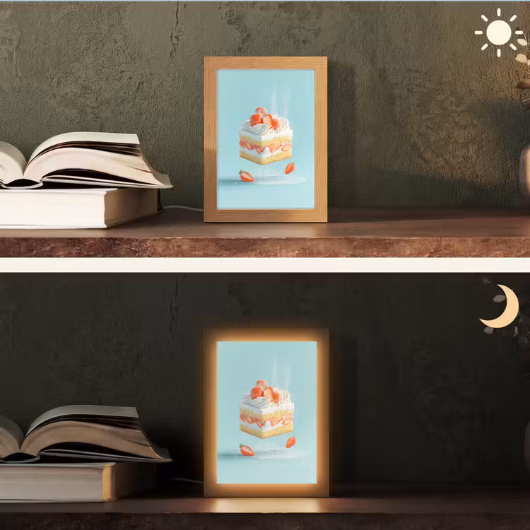 Slagroom - Taart - Blauw - Eten Light Box met kabel (Tafellamp) klein -sfeer3