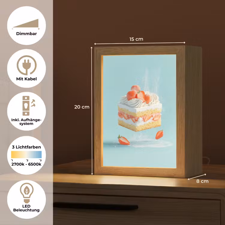 Slagroom - Taart - Blauw - Eten Light Box met kabel (Tafellamp) klein -USP_DE