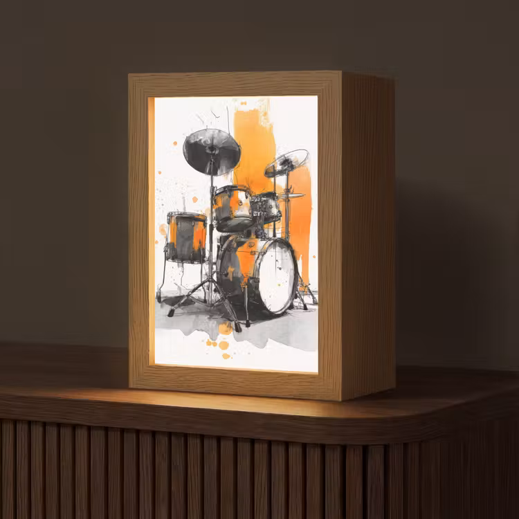 Drumstel - Oranje - Zwart - Aquarelverf Light Box met kabel (Tafellamp) klein -z3d_website