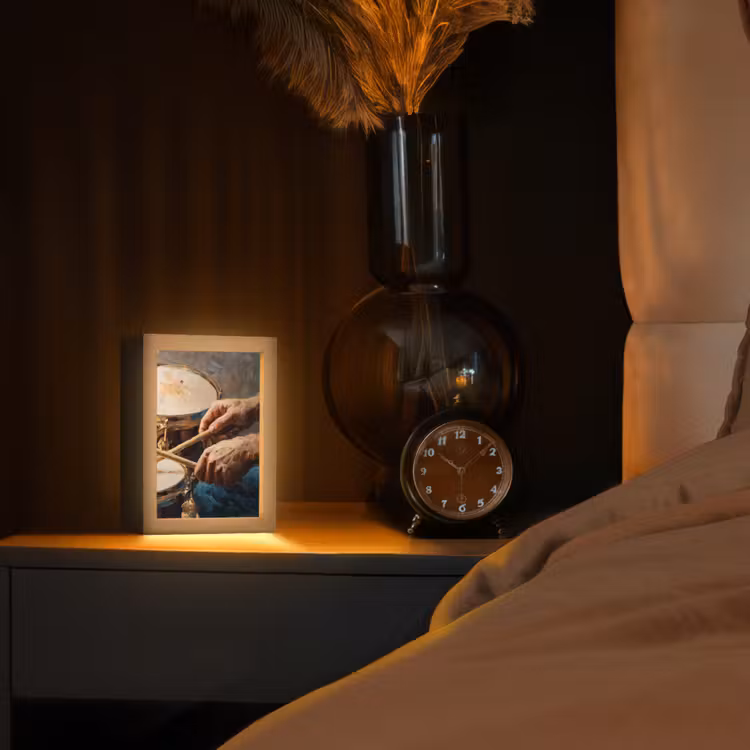 Drumstokken - Olieverf - Man Light Box met kabel (Tafellamp) klein -sfeer1