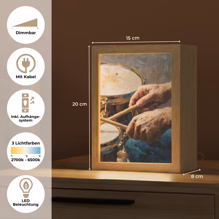Drumstokken - Olieverf - Man Light Box met kabel (Tafellamp) klein -USP_DE