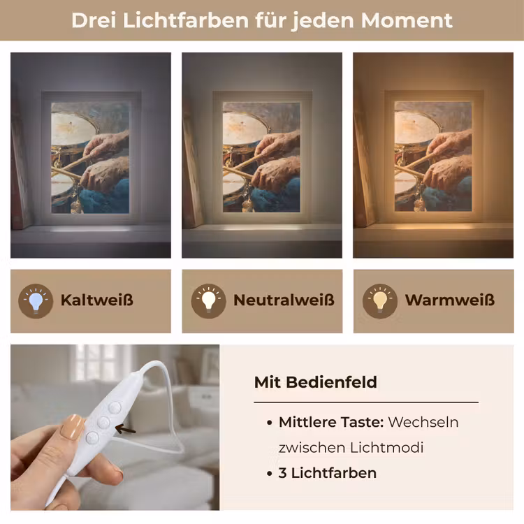 Drumstokken - Olieverf - Man Light Box met kabel (Tafellamp) klein -USP_lichtkleurDE