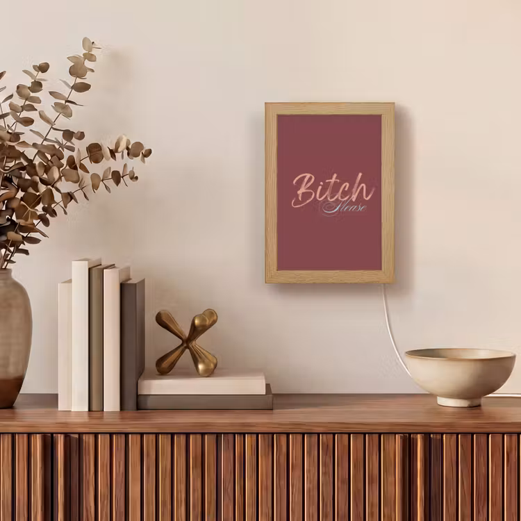Bitch please - Rood - Blauw Light Box met kabel (Tafellamp) klein -sfeer2