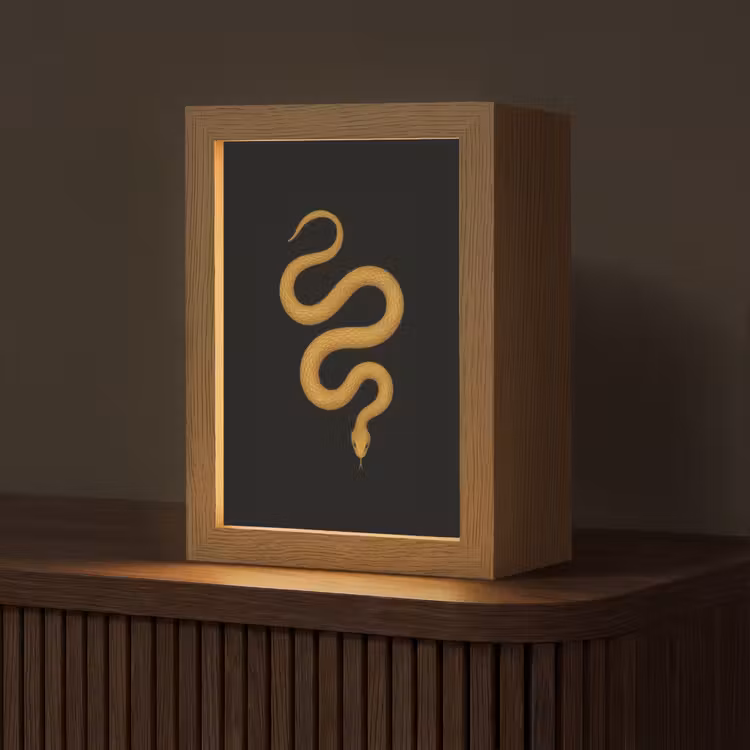 Slang - Minimalistisch - Goud Light Box met kabel (Tafellamp) klein -z3d_website