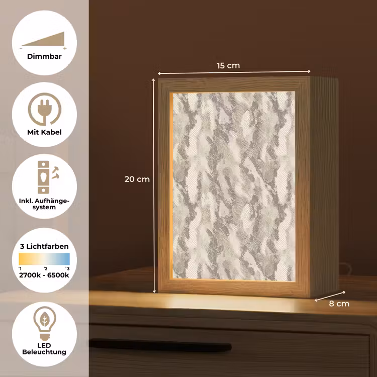Slang - Patroon - Taupe Light Box met kabel (Tafellamp) klein 925 -USP_DE
