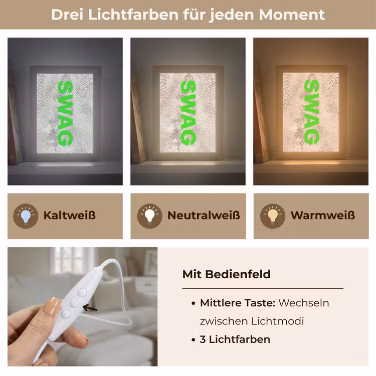 Slangenprint - SWAG - Neon - Groen Light Box met kabel (Tafellamp) klein -USP_lichtkleurDE