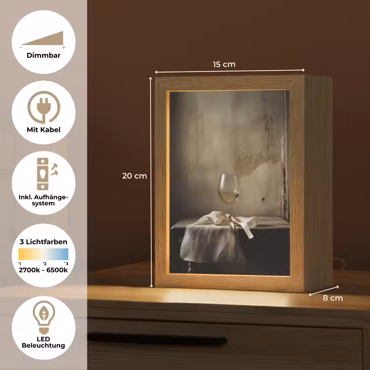 Strik - Beige - Witte - Wijn Light Box met kabel (Tafellamp) klein -USP_DE