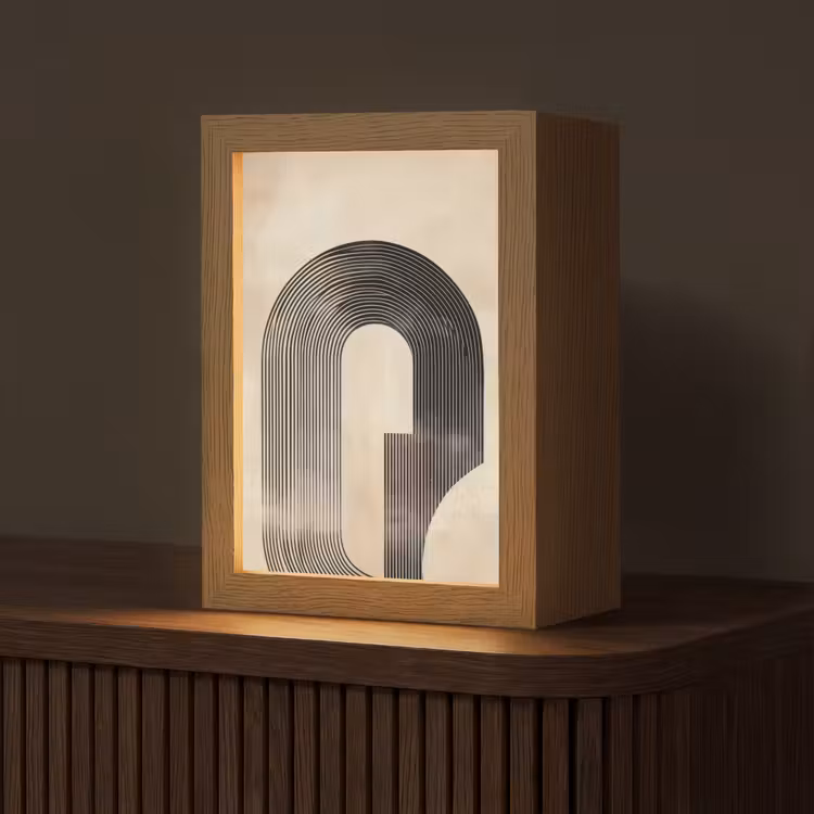Boog - Strepen - Minimalistisch - Zwart Light Box met kabel (Tafellamp) klein -z3d_website